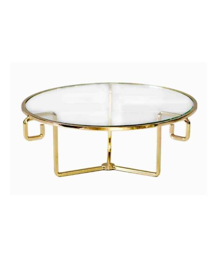 Immagine e commerce Alzata di vetro e metallo oro rotonda bassa diametro 20 alta 10 cm