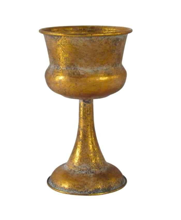 Immagine e commerce Alzata in metallo oro antico a forma di calice diametro 13 alta 22 cm