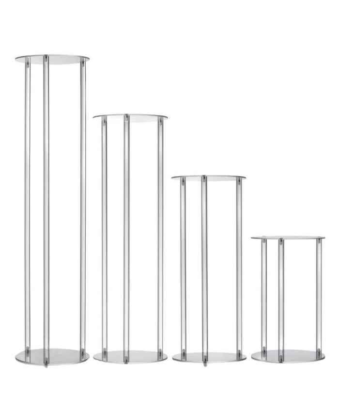 Alzata-per-Fiori-base-tonda-in-plexiglass-Serie-4-pezzi-diametro-25-h40-60-80-100-cm