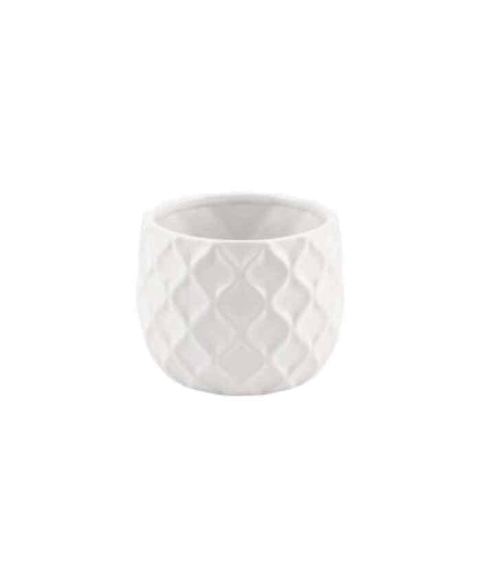 Immagine e commerce Vasetto ceramica con rombi bianco diametro 7 alto 6 cm