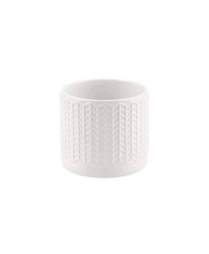 Immagine e commerce Vasetto ceramica cilindrico bianco con decori diametro 7 alto 6 cm