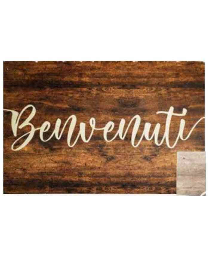 Immagine e commerce Insegna di benvenuto wedding con fori in legno scuro cm 60x90 h1