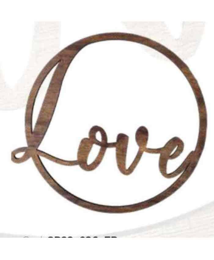 Immagine e commerce Cerchio in legno scuro con scritta LOVE cm 59x55 h1