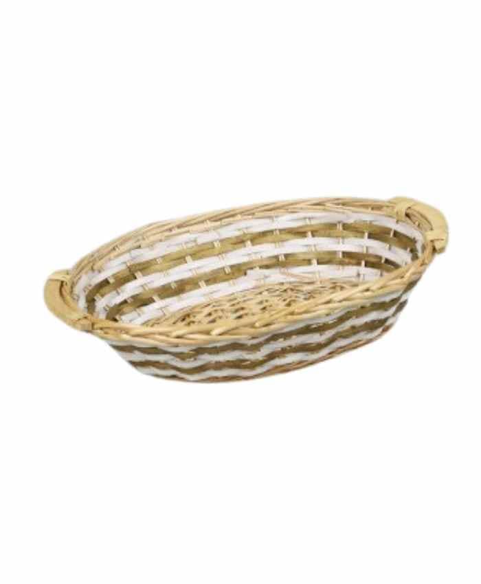 Immagine e commerce Cesto per confezioni Natalizie vuoto bicolore con bordo treccia cm 54x41 h13