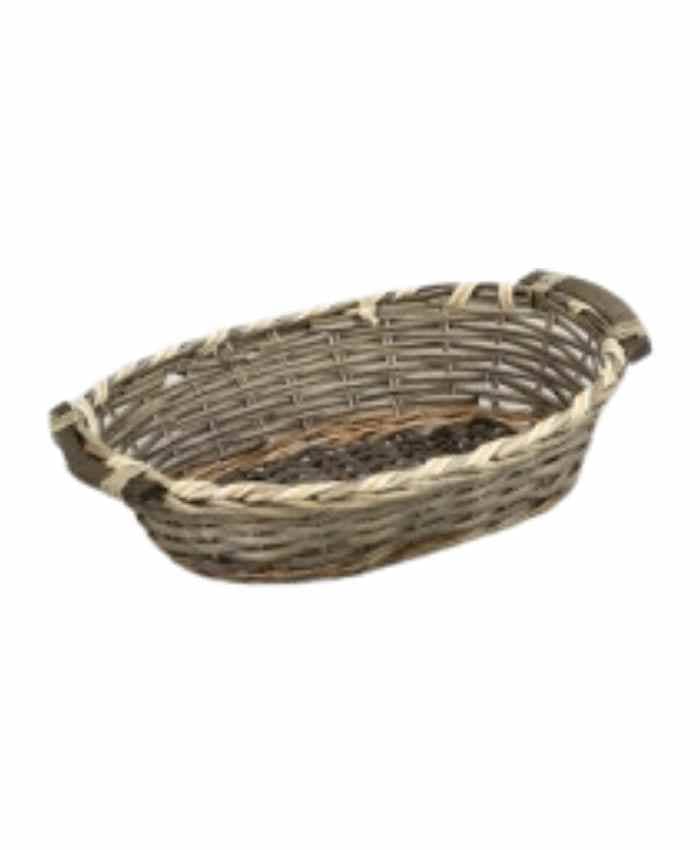 Immagine e commerce Cesto per confezioni natalizie Ovale in vimini grigio cm 42x30 h 10