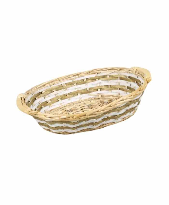 Immagine e commerce Cesto per confezioni Natalizie vuoto bicolore con bordo treccia cm 50x37 h12