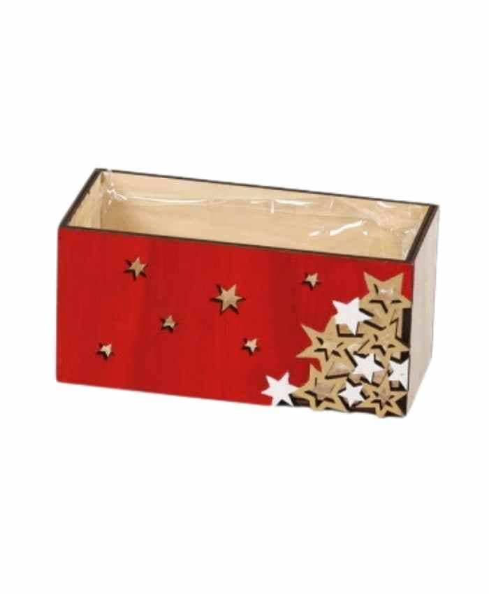 Immagine-e-commerce-Cesto confezione contenitore in legno Rettangolare Rosso con Stelle cm 18x8 h 8