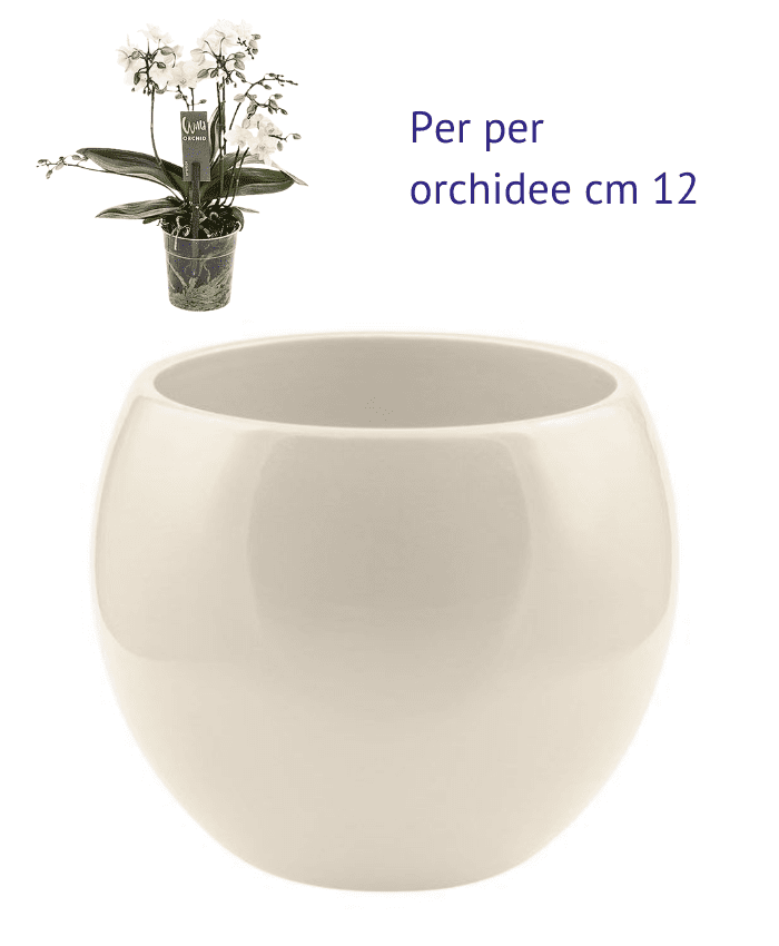 Immagine e commerce Sfera ceramica con superficie liscia per piante vaso 12 cm colore avorio
