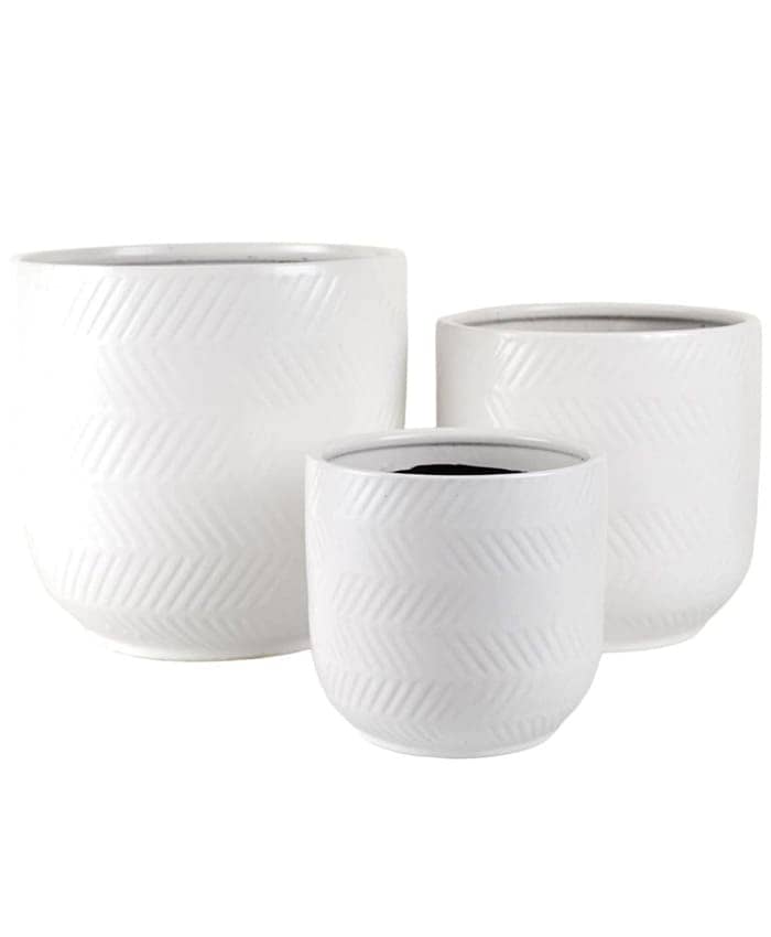 Immagine-e-commerce-Serie 3 Vasi per piante da interno decoro righe zigzag diametro cm 19-24-29 colore oro