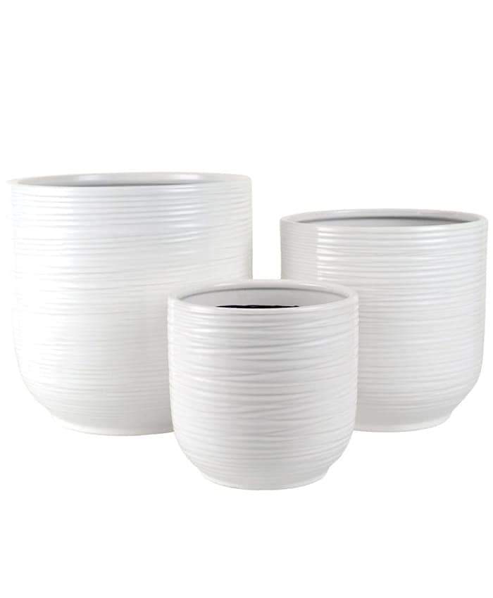 Immagine-e-commerce-Serie 3 Vasi per piante da interno decoro righe orizzontali diametro cm 19-24-29 colore bianco