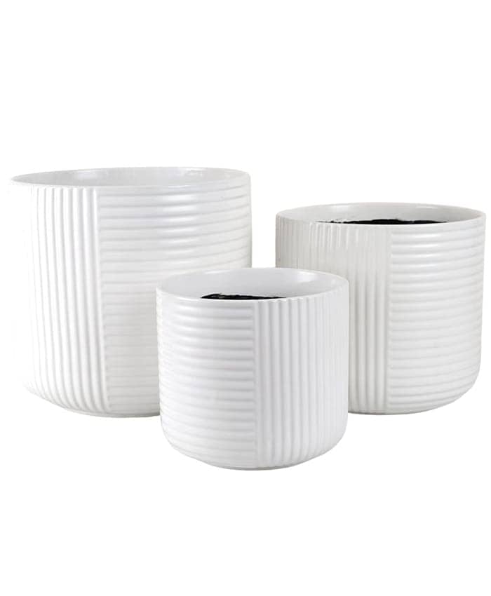 Immagine-e-commerce-Serie 3 Vasi per piante da interno decoro righe miste diametro cm 20-25-30 colore bianco