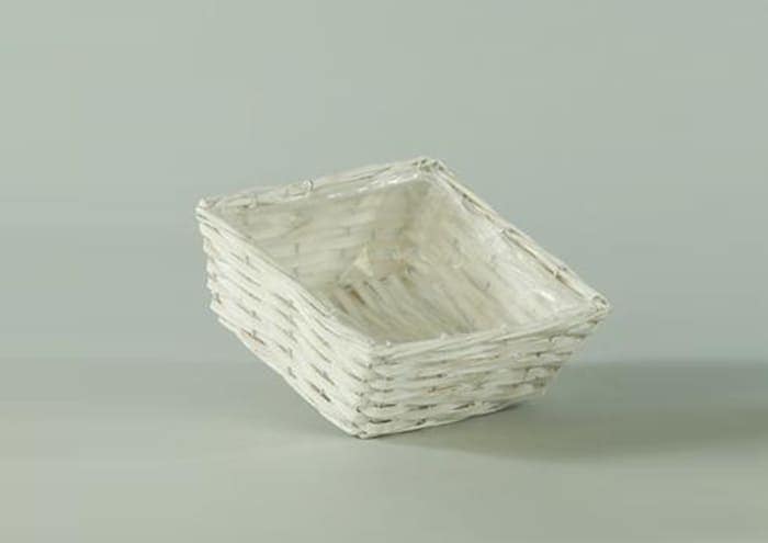 Immagine e-commerce Cesto in vimini bianco quadrato basso 22x22 cm