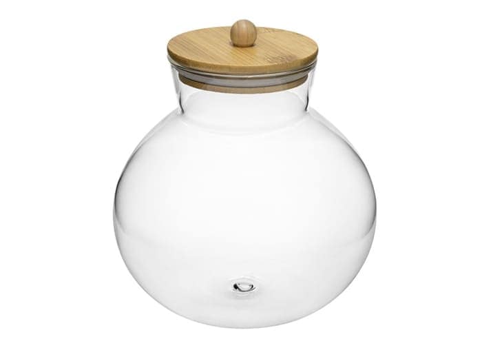 Immagine e commerce Barattolo vetro forma damigiana coperchio legno guarnizione cm 18 h18