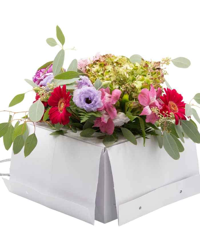 Bouquet Show shopper portabouquet con riserva acqua 24x24 h30 cm - Personalizzabile con tuo Logo - immagine 12