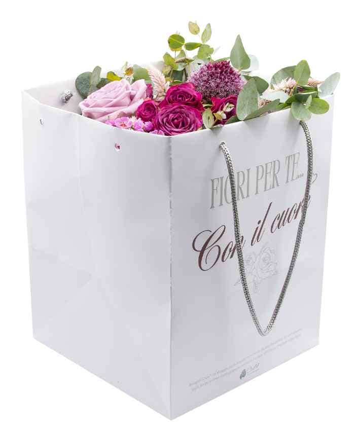 Bouquet Show shopper portabouquet con riserva acqua 24x24 h30 cm - Personalizzabile con tuo Logo - immagine 10