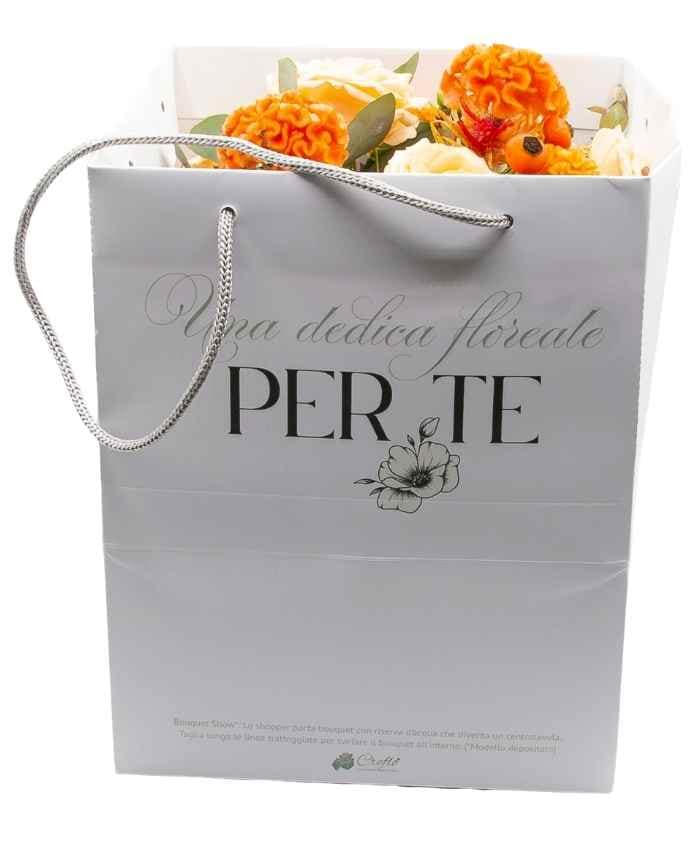 Bouquet Show shopper portabouquet con riserva acqua 24x24 h30 cm - Personalizzabile con tuo Logo - immagine 7