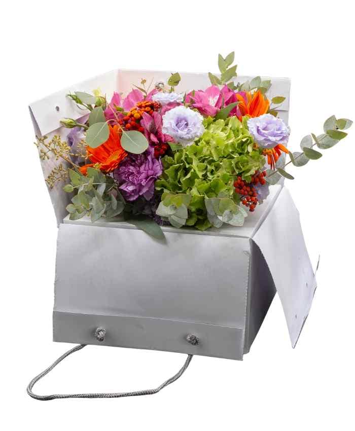 Bouquet Show shopper portabouquet con riserva acqua 24x24 h30 cm - Personalizzabile con tuo Logo - immagine 11