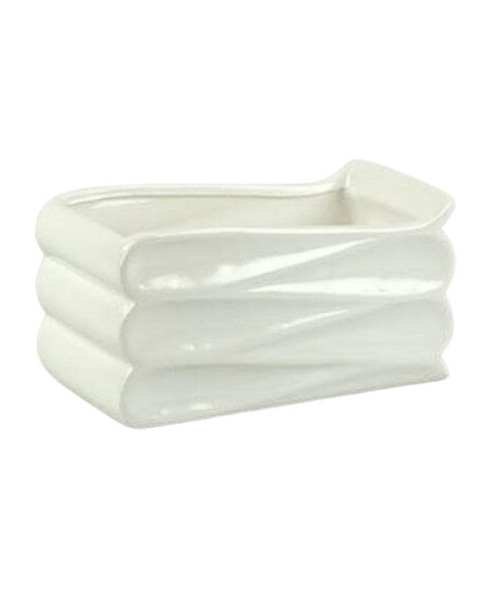 Immagine e commerce Porta vaso per 2 orchidee rettangolare ondulato bianco
