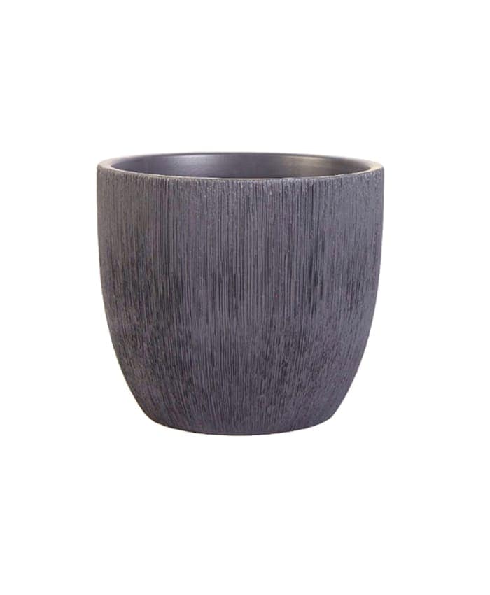 Immagine e commerce Vaso in ceramica con superficie zigrinata cm 11 h10 Nero