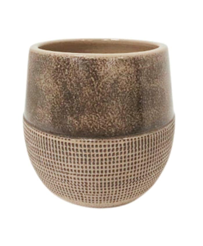 Immagine e commerce Vaso cermica grigio profilo ovale liscio zigrinato cm 20 h18