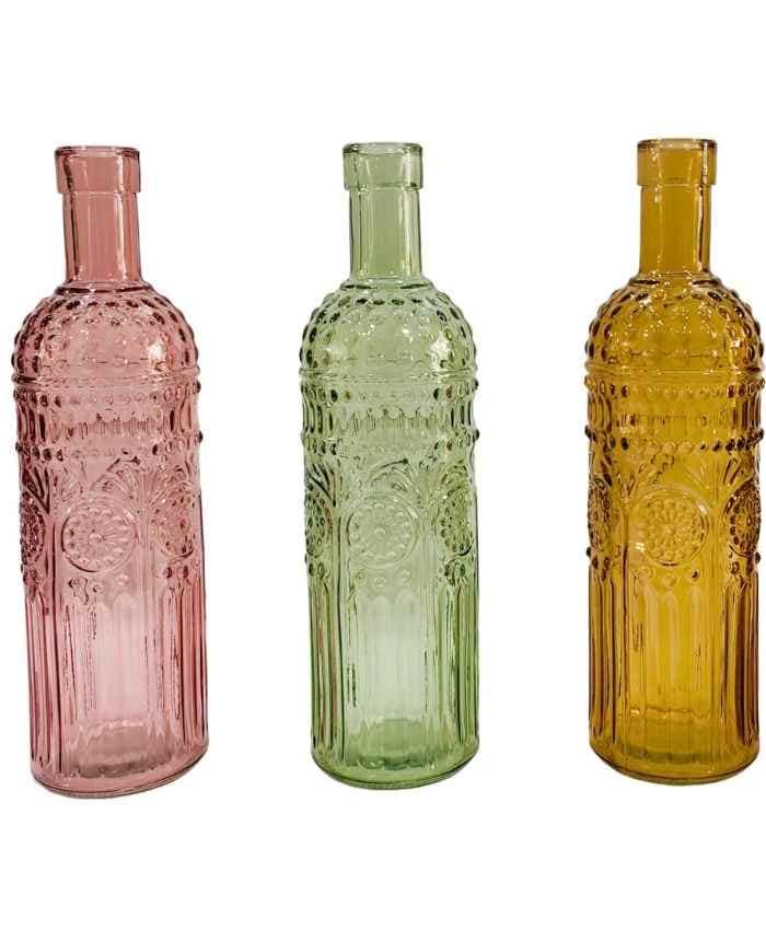 Immagine e commerce Vasi Monofiore bottiglietta cilindrica collo stretto in vetro diametro 6 alta 25 cm - 3 Mix color