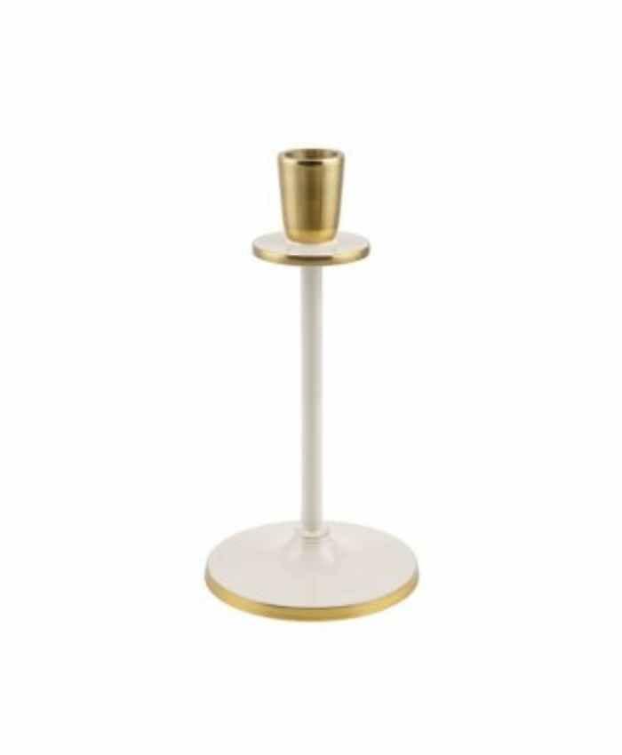 Immagine e commerce Porta candela in alluminio oro e avorio per allestimenti diametro 10 alto 15 cm