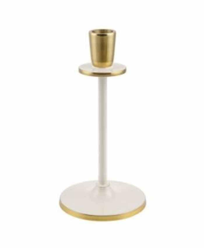 Immagine e commerce Porta candela in alluminio oro e avorio per allestimenti diametro 10 alto 20 cm