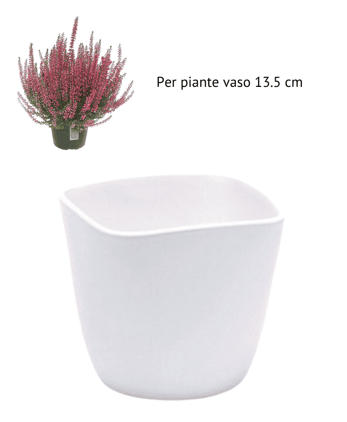 6569-BI-Portavaso ceramica base tonda bordo quadrato con foro drenaggio