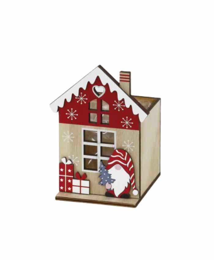 Immagine e commerce Cesto confezione contenitore in legno casetta gnomo cm 11x10 h 15