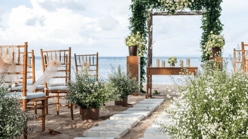 Business del matrimonio in piena salute foto allestimento all'aperto