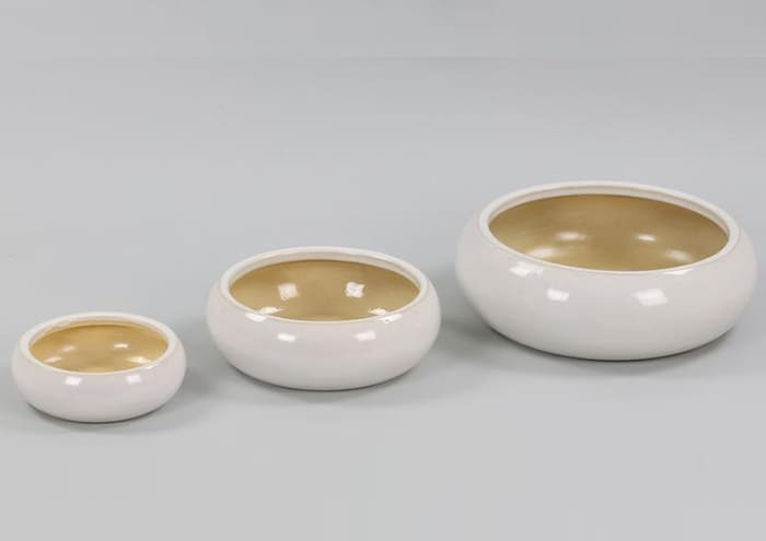 Serie 3 ciotole ceramica bianca pancia tonda cm 23-29-35