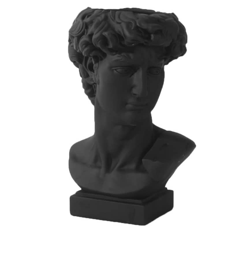 Mezzobusto vaso a forma di testa antica Roma h63 cm nero opaco