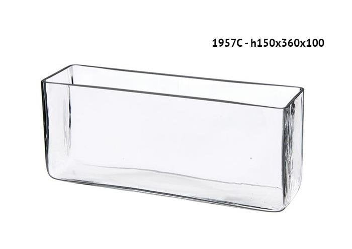 Vaso Rettangolare 10x30x10 Cm Contenitore In Vetro Trasparente