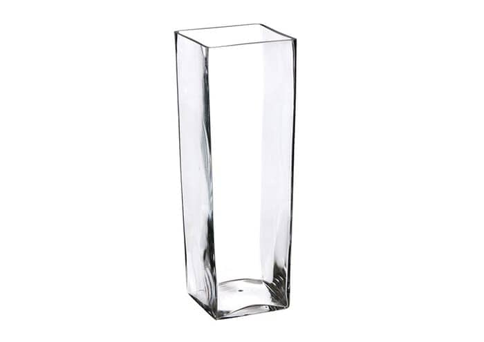 Vaso in vetro quadrato alto 50 con lato 17 cm