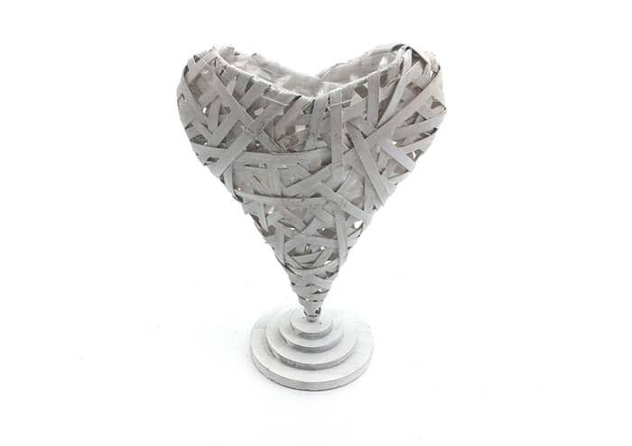 CUORI CUORICINI IN VIMINI PER DECORAZIONI NATALE NATALIZIE MISURA 10 CM IN  2 VARIANTI DI COLORE GRIGIO E BIANCO - Menghini Bambu Vimini