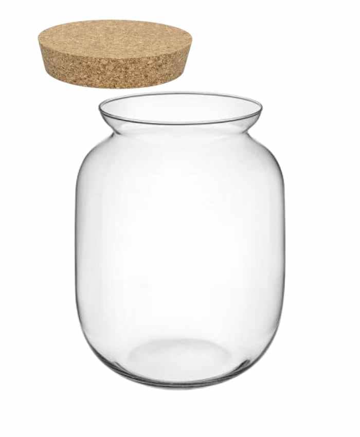 Vaso in vetro a forma di Orcio con tappo sughero per Terraium alto