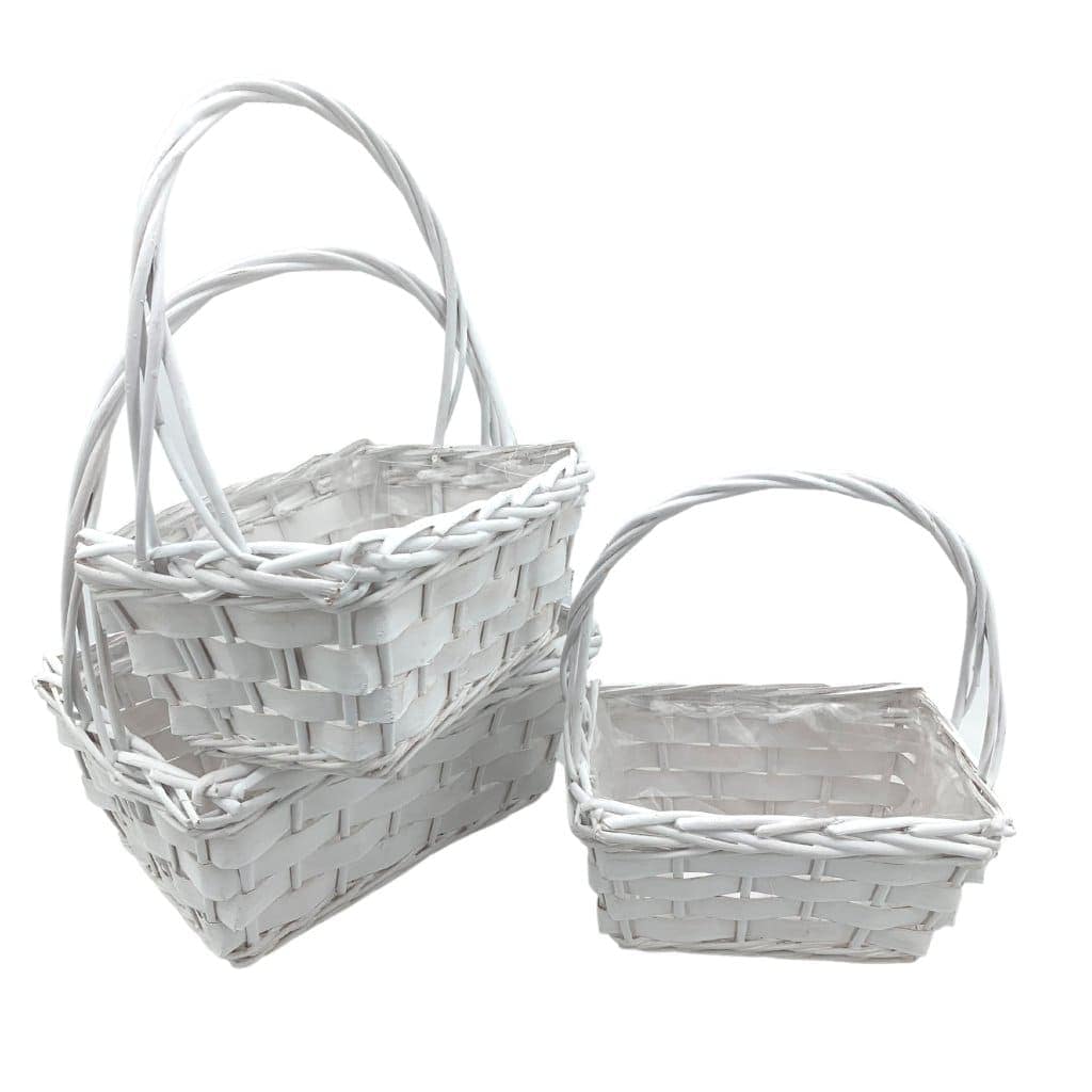 Immagine e commerce Serie 3 ceste vimini rettangolari bordo alto manico intrecciato misure 25-28-32 cm