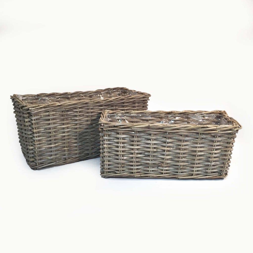 Immagine e commerce Serie 2 cesti rettangolari rattan kubu lunghezza 50-55 cm
