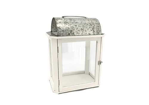 Immagine e commerce Lanterna bianca legno forma rettagolare tetto tondo cm 32x22 h44