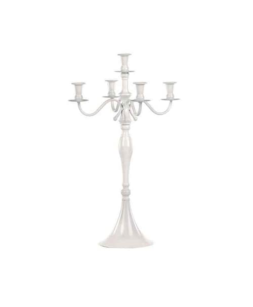 Immagine e commerce Candelabro metallo bianco a 5 fiamme con stelo a balaustra alto 63 cm