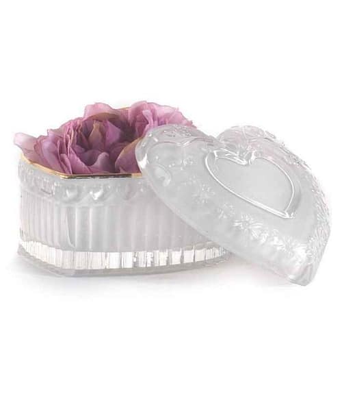 Immagine e commerce Scrigno Cuore in vetro con decori diametro 9 alto 6 cm - Bianco