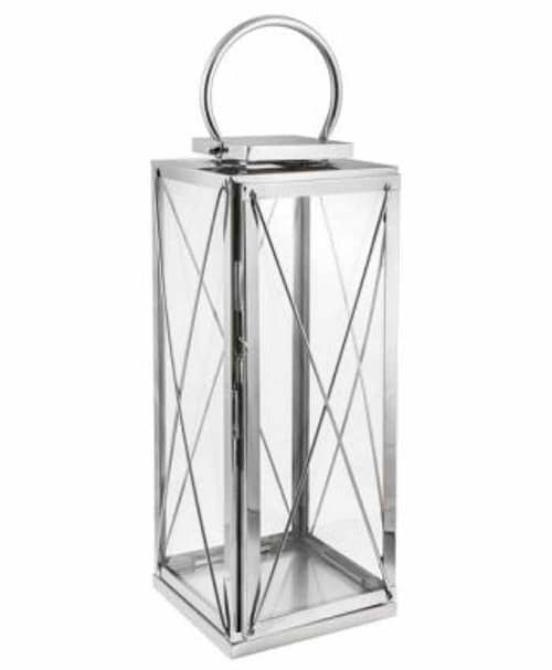 Immagine e commerce Lanterna in acciaio argentato e vetro 25x25 alta 68 cm