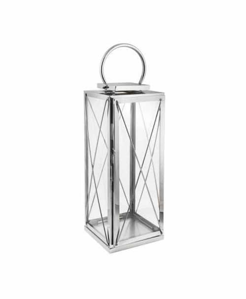 Immagine e commerce Lanterna in acciaio argentato e vetro 15x15 alta 38 cm