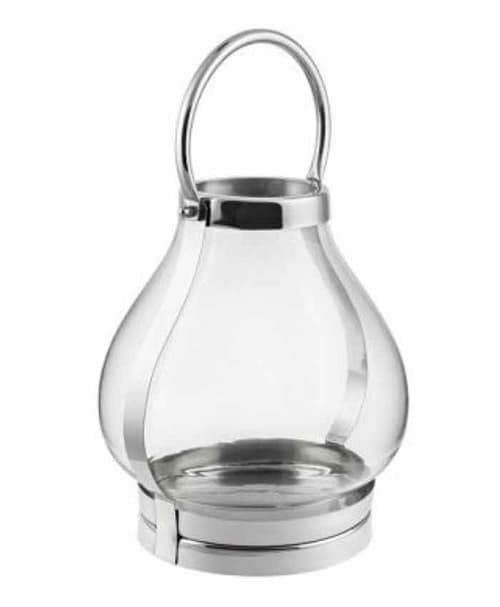 Immagine e commerce Lanterna Old Style in acciaio argentato e vetro diametro 28 alta 30 cm