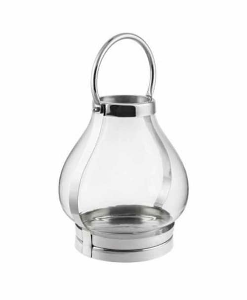 Immagine e commerce Lanterna Old Style in acciaio argentato e vetro diametro 28 alta 26 cm