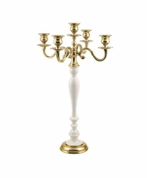 Immagine e commerce Candelabro metallo oro avorio 5 fiamme stile classico cm 36 h59