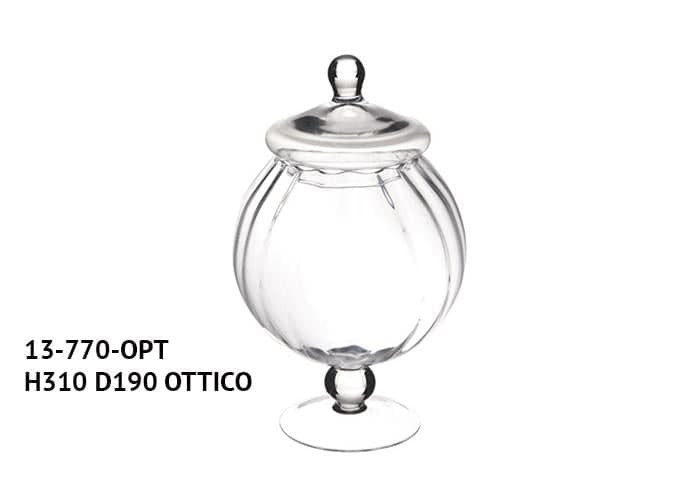 Scatola in vetro voluminosa con piede alta 31 cm
