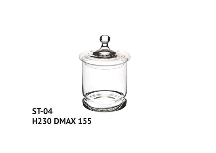 Scatola vetro cilindrica con tappo a sfera alta