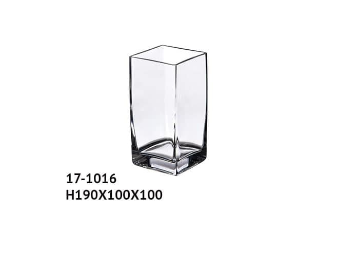 Vaso quadrato in vetro spesso alto 19 cm