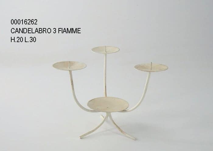Candelabro in ferro 3 fiamme per composizioni floreali h30 cm